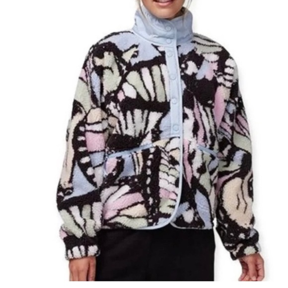 Free People Rocky Ridge Butterfly Print Sherpa Jacket Size XS - Picture 10 of 10